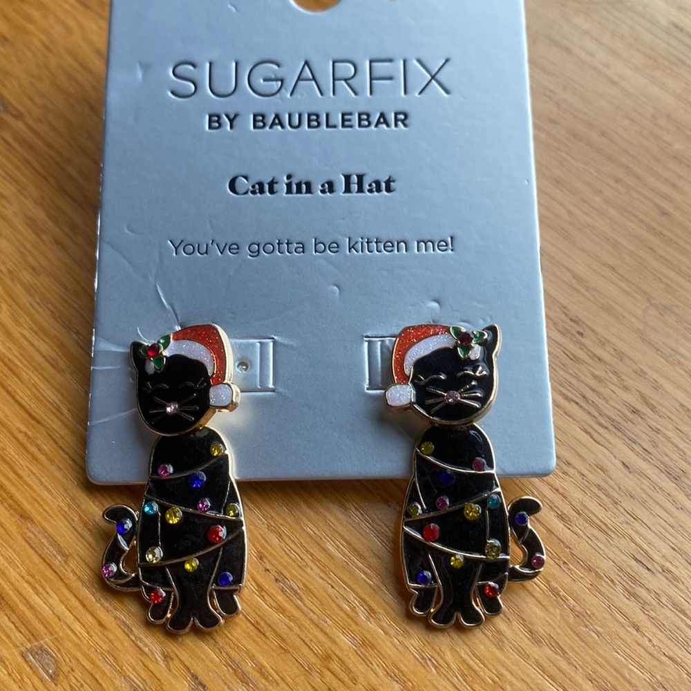 Christmas cat earrings